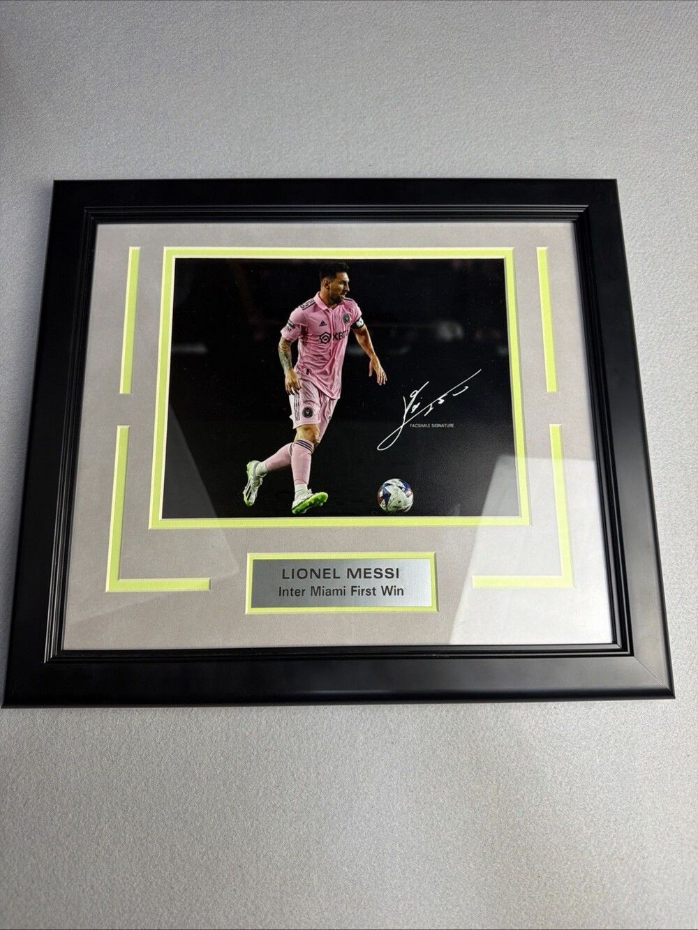 Lionel Messi Inter Miami First Win Photo Framed 10x8 Facsimile Signature Auto